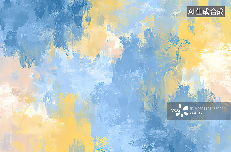 【AI数字艺术】蓝黄抽象水彩纹理图片素材