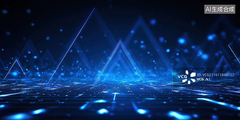 【AI数字艺术】蓝色科技光效抽象背景图片素材