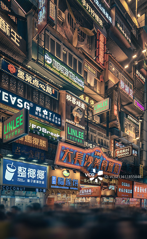 长沙黄兴路步行街夜景图片素材