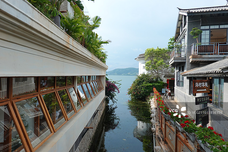 云南大理洱海双廊古镇：玉几岛玉几桥图片素材