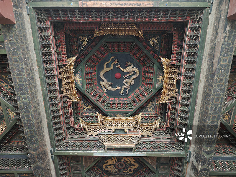 山西应县净土寺古建筑藻井图片素材