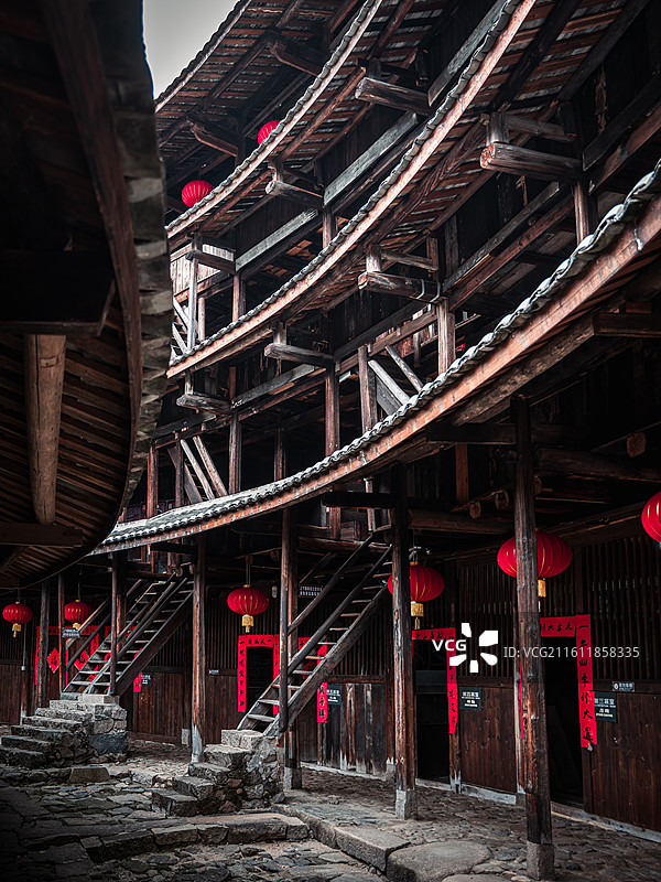 福建省永定区下洋镇明代世界遗产名录初溪村初溪土楼群图片素材