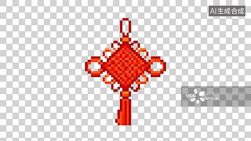 【AI数字艺术】中国结挂件 节日装饰 像素风格传统中国结饰品 中国结 喜庆挂饰图片素材