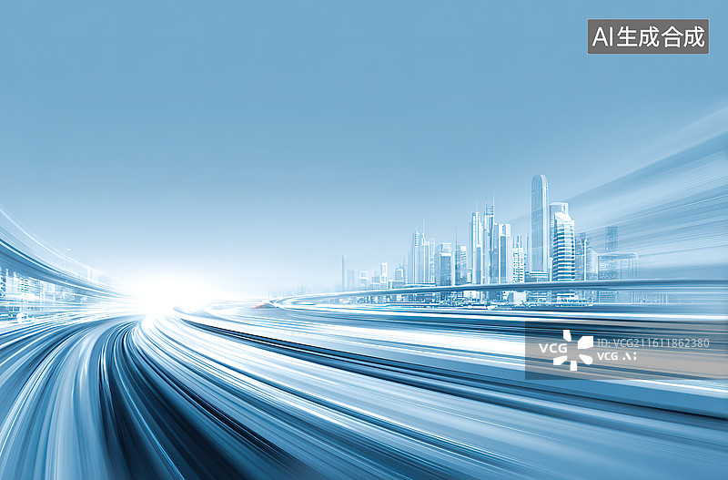 【AI数字艺术】城市高速道路动态景象图片素材