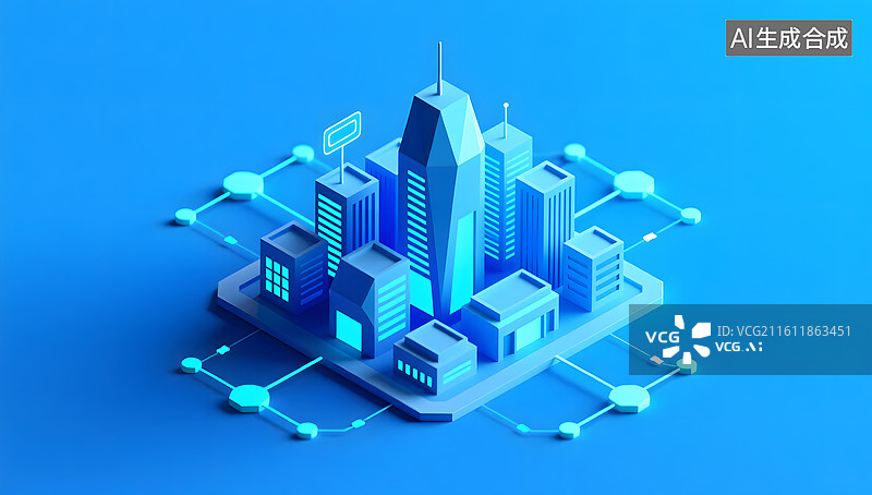 【AI数字艺术】智慧城市物联网数据俯视展示图片素材