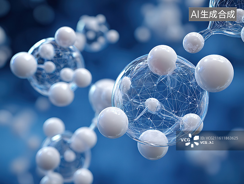 【AI数字艺术】分子结构三维模型展示图片素材