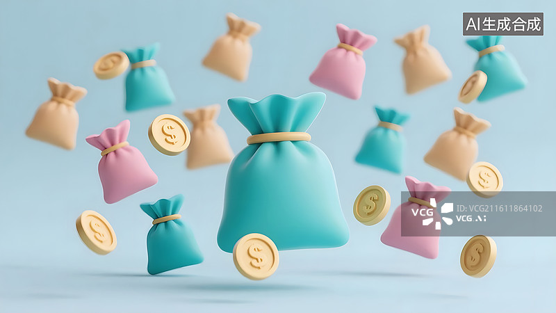 【AI数字艺术】多个红色锦囊错落有致活泼图片素材