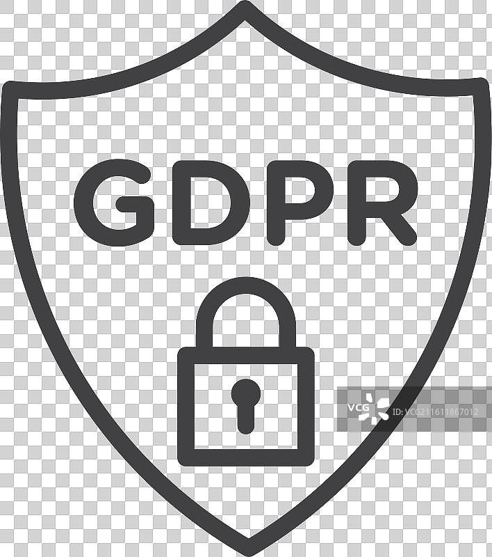 白色背景上的GDPR盾牌图标集图片素材