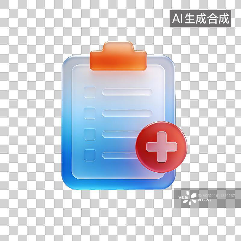 【AI数字艺术】3D医疗元素图标—病历图片素材