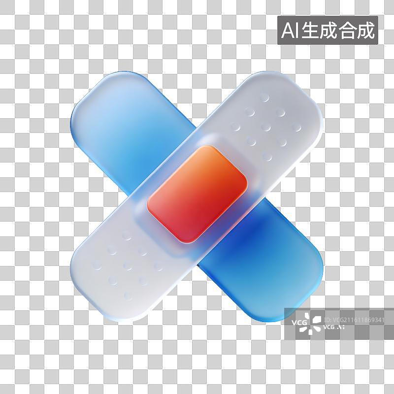 【AI数字艺术】3D医疗元素图标—创可贴图片素材