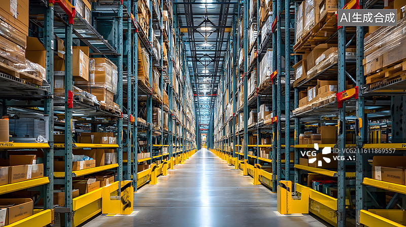 【AI数字艺术】自动化仓储系统运行实拍图片素材