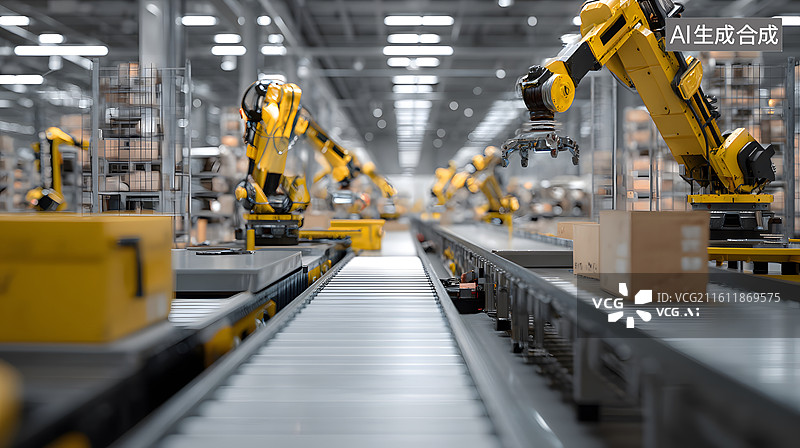 【AI数字艺术】自动化仓储系统运行实拍图片素材