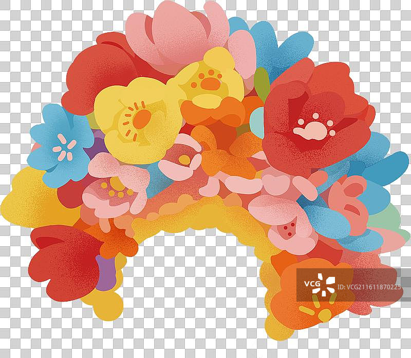 泉州簪花噪点扁平插画非遗中国风图片素材