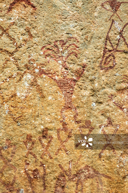 古老的少数民族崖画特写图片素材