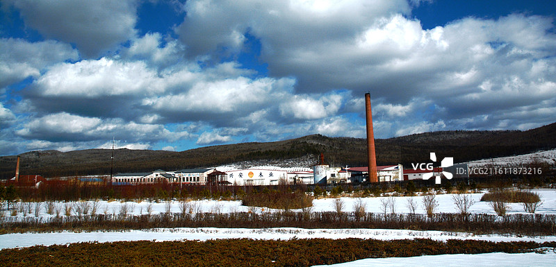 中国黑龙江大兴安岭加格达奇至漠河北极村沿途冰雪风光图片素材