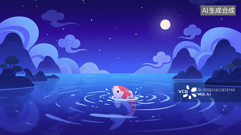 【AI数字艺术】一条鲤鱼图片素材