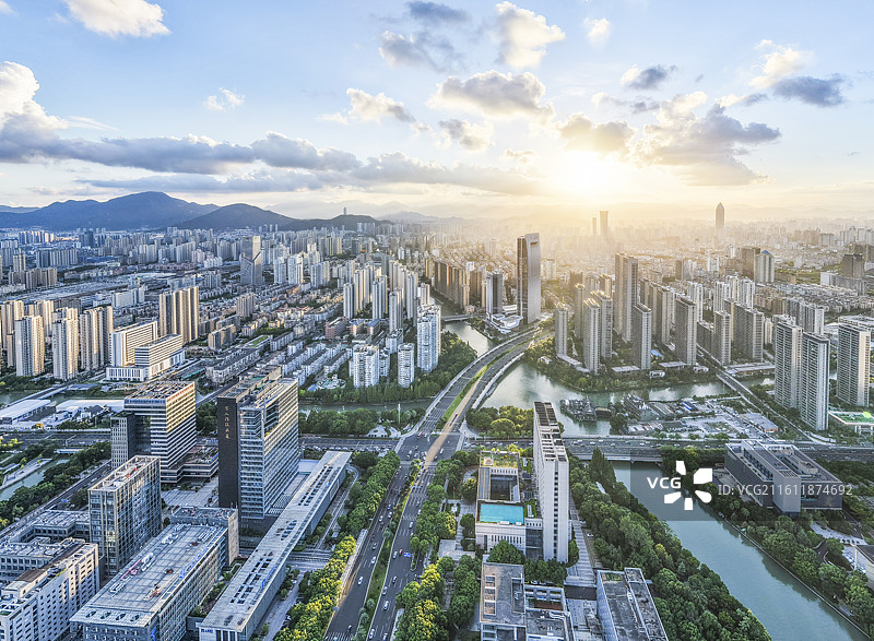 温州城市风光航拍 温州航拍 温州市区航拍 都市风光航拍 温州 城市夕阳图片素材