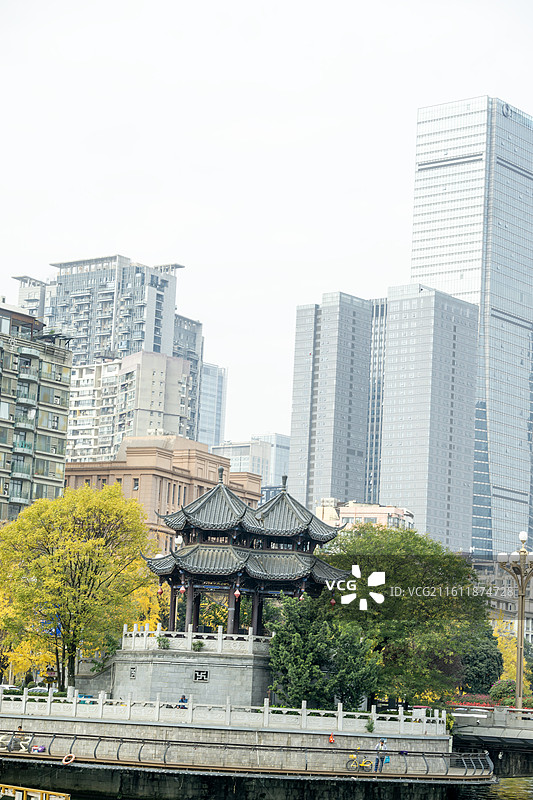 成都合江亭 古今同框图片素材