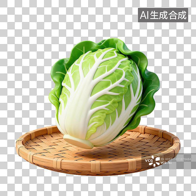 【AI数字艺术】3D二十四节气立冬轻拟物大白菜元素图片素材