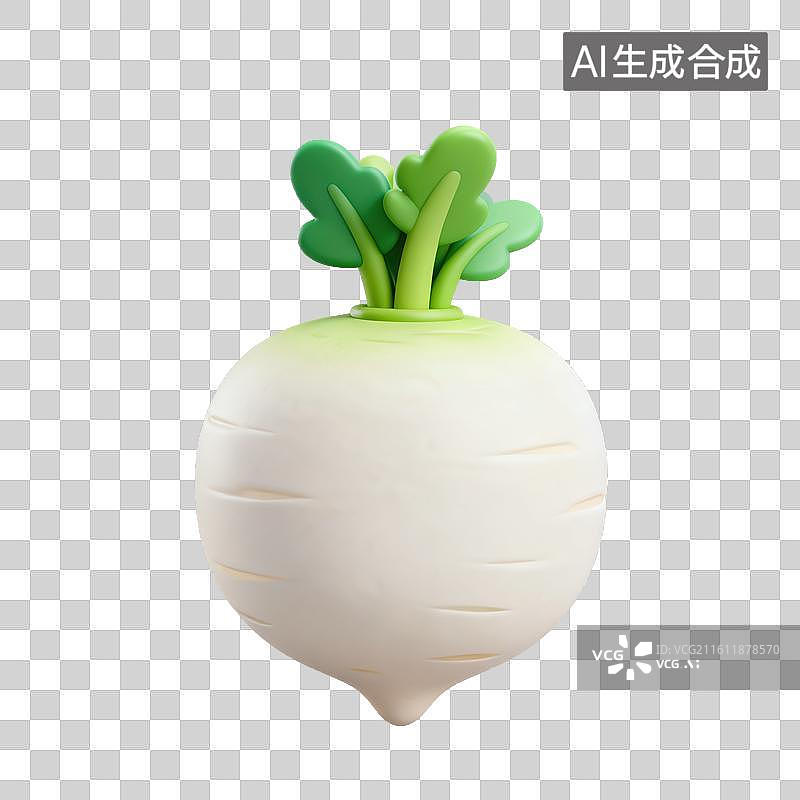 【AI数字艺术】3D二十四节气立冬轻拟物白萝卜元素图片素材