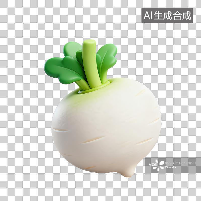 【AI数字艺术】3D二十四节气立冬轻拟物白萝卜元素图片素材