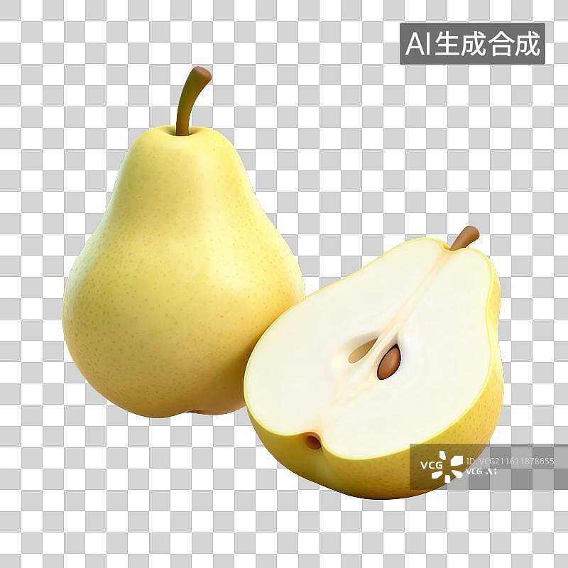 【AI数字艺术】3D二十四节气立冬轻拟物秋梨元素图片素材