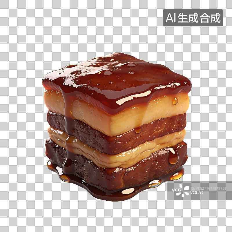 【AI数字艺术】3D立体东坡肉红烧肉元素图片素材