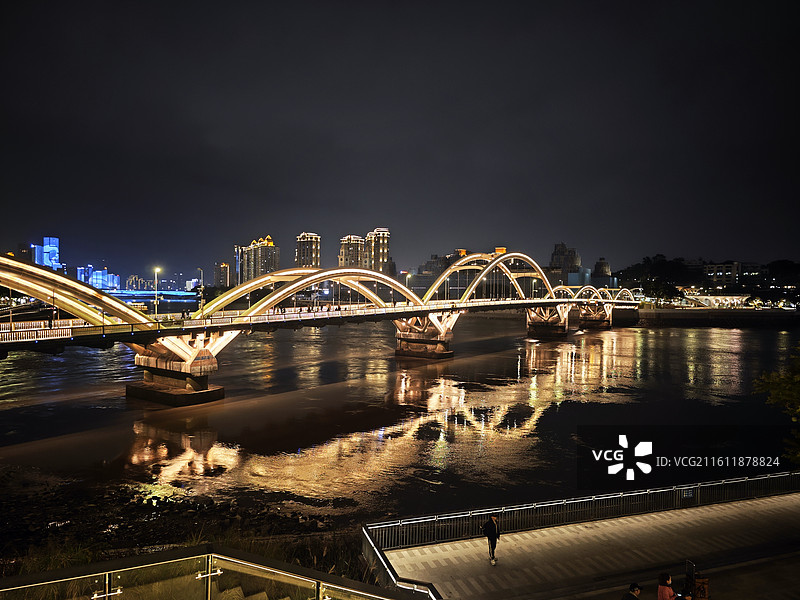 福州青年会广场解放大桥夜景中亭街图片素材