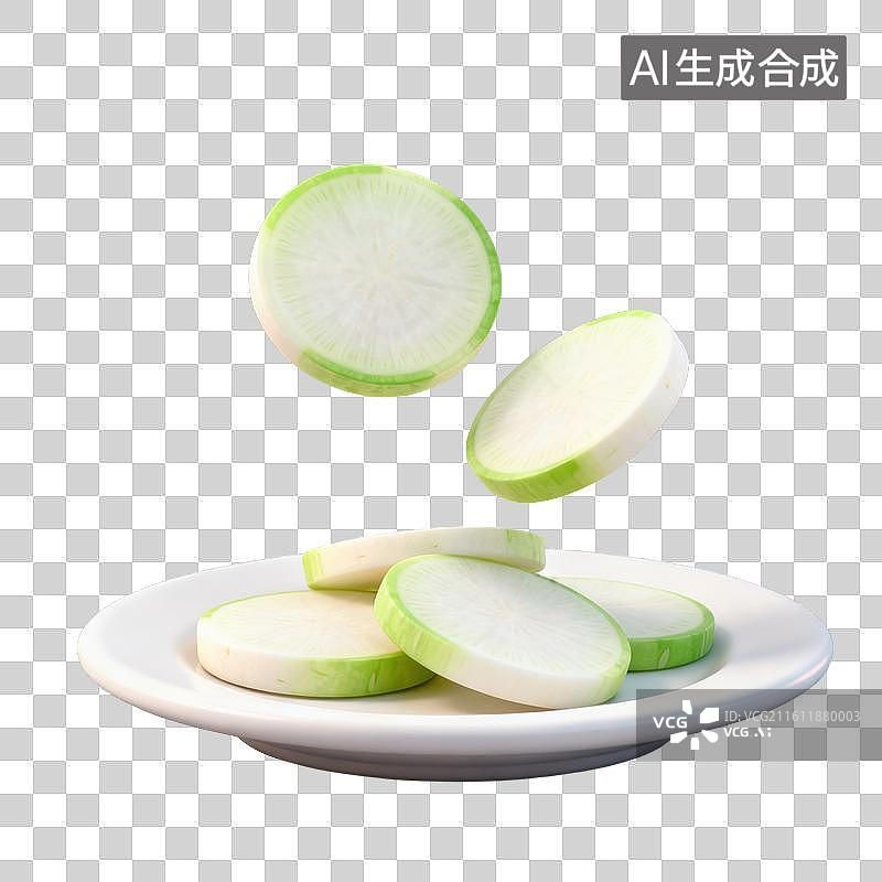 【AI数字艺术】3D二十四节气立冬轻拟物切片白萝卜元素图片素材