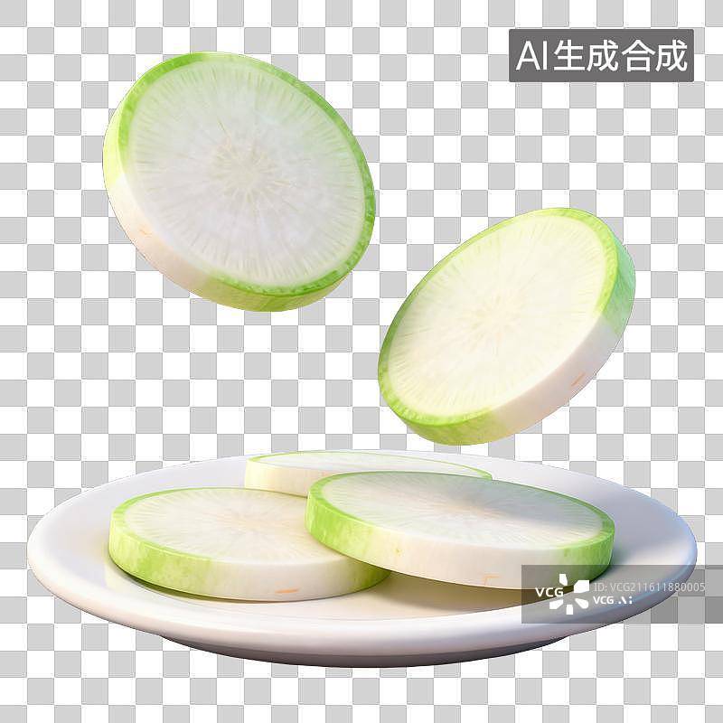 【AI数字艺术】3D二十四节气立冬轻拟物切片白萝卜元素图片素材