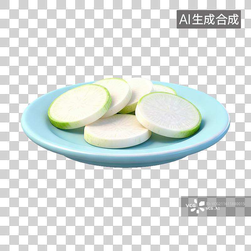 【AI数字艺术】3D二十四节气立冬轻拟物切片白萝卜元素图片素材