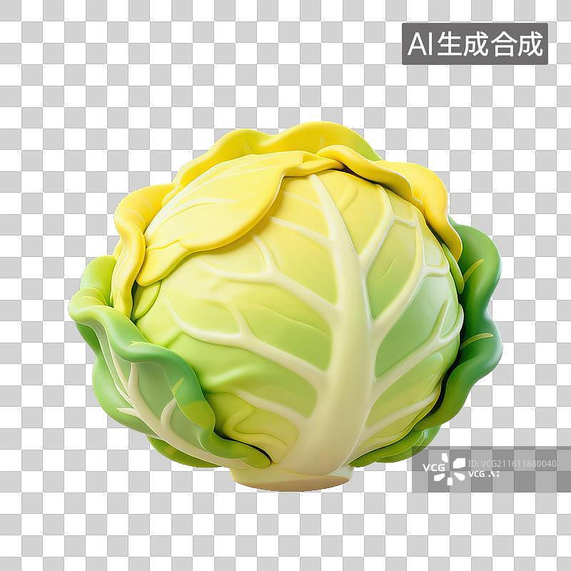 【AI数字艺术】3D二十四节气立冬轻拟物圆白菜元素图片素材