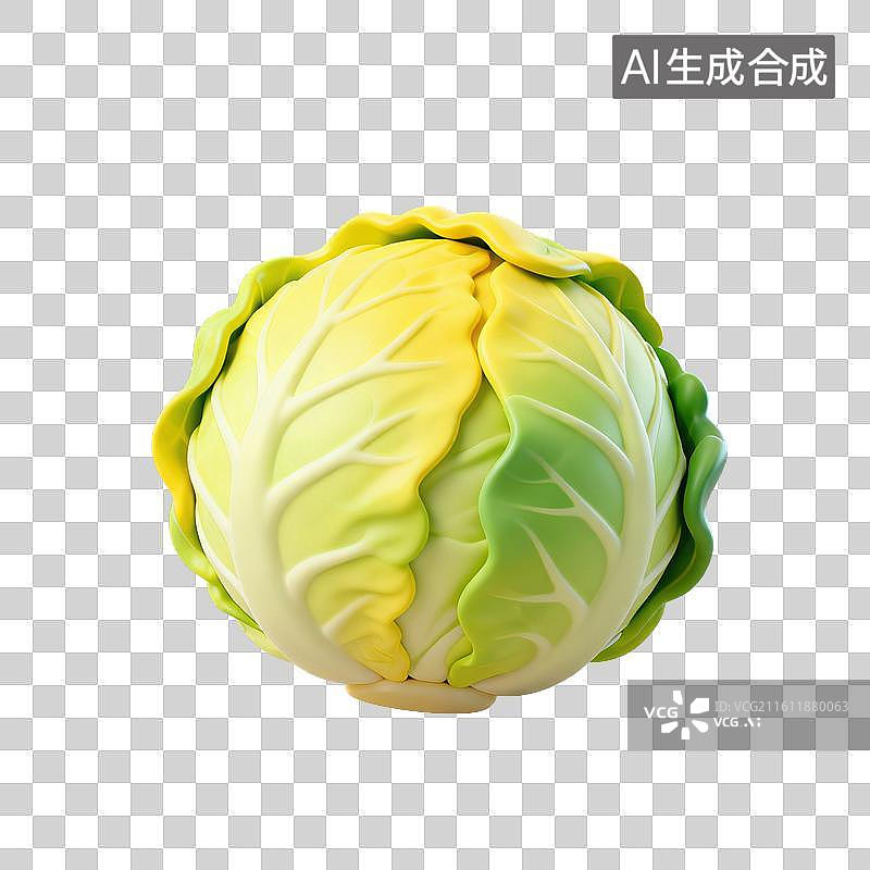 【AI数字艺术】3D二十四节气立冬轻拟物圆白菜元素图片素材