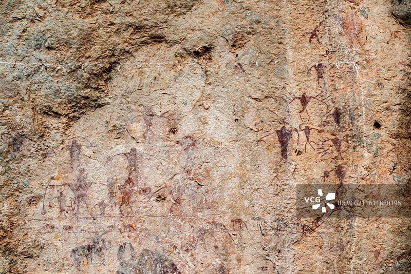 古老的少数民族崖画特写图片素材