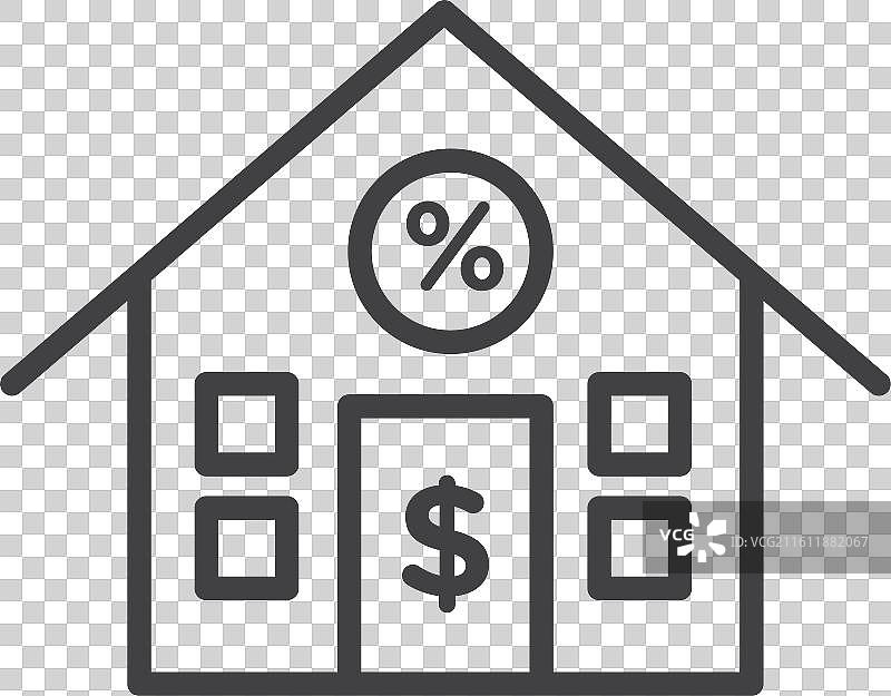 白色背景上的抵押贷款利率图标集图片素材