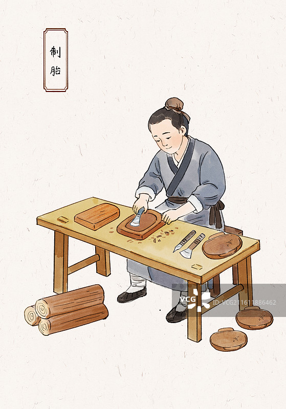 漆器制作-1制胎图片素材