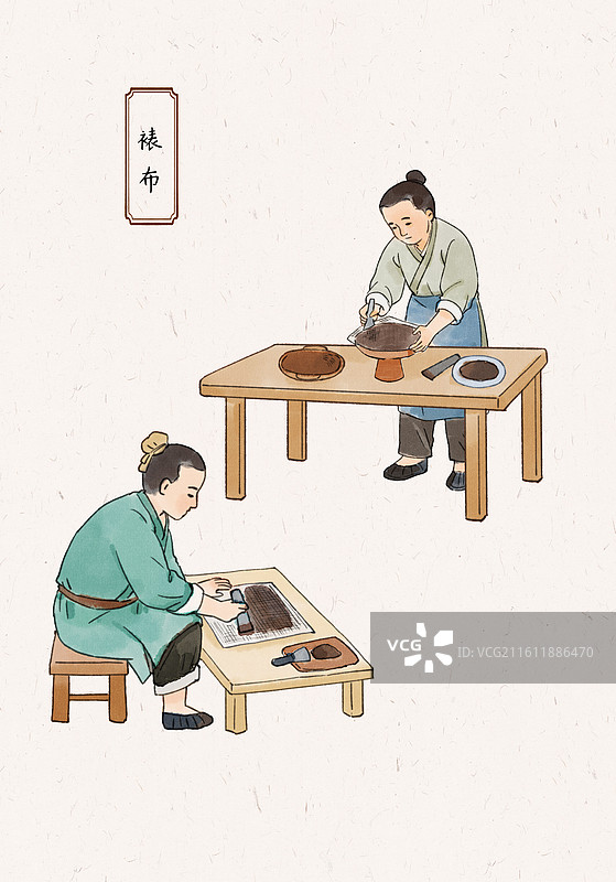 漆器制作-2裱布图片素材