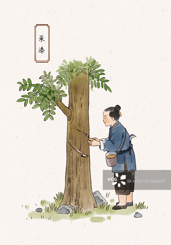 漆器制作-3采漆图片素材