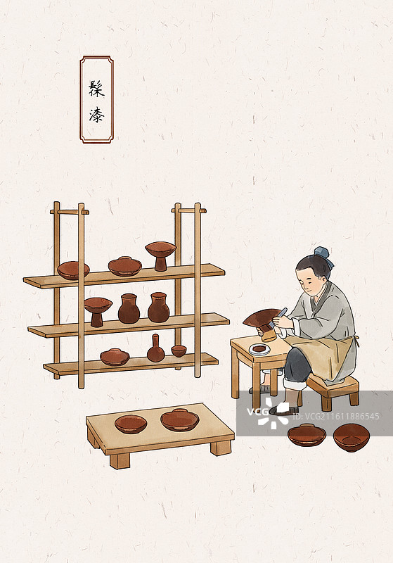 漆器制作-4髹漆图片素材