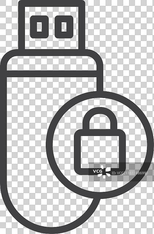白色背景上的 U盘安全图标集图片素材