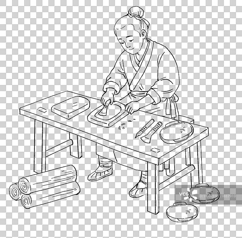 漆器制作-制胎木工家具图片素材