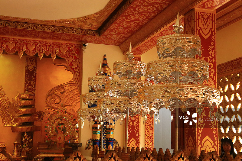 西双版纳曼听公园傣王行宫内部建筑图片素材