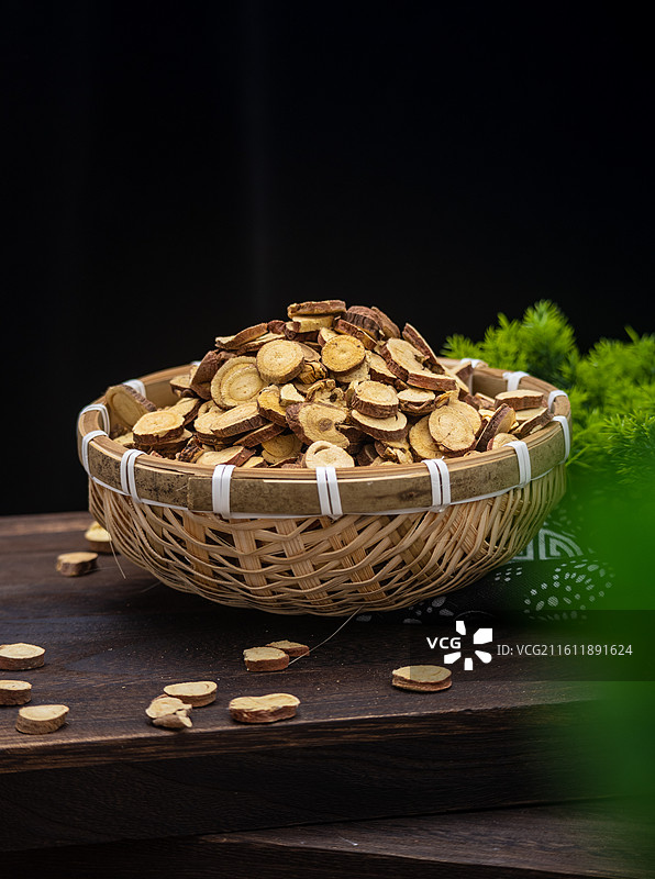 东方传统中药材甘草片药食同源草药切片图片素材