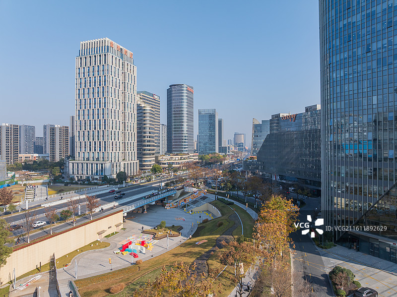 杭州下沙金沙湖公园下沉广场金沙大道图片素材