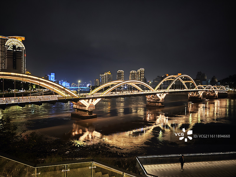 福州青年会广场解放大桥夜景中亭街图片素材