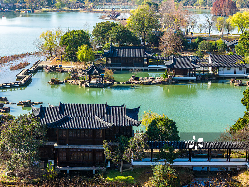 常熟尚湖景区秋季风光图片素材