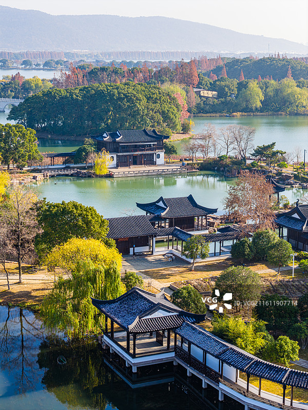 常熟尚湖景区秋季风光图片素材