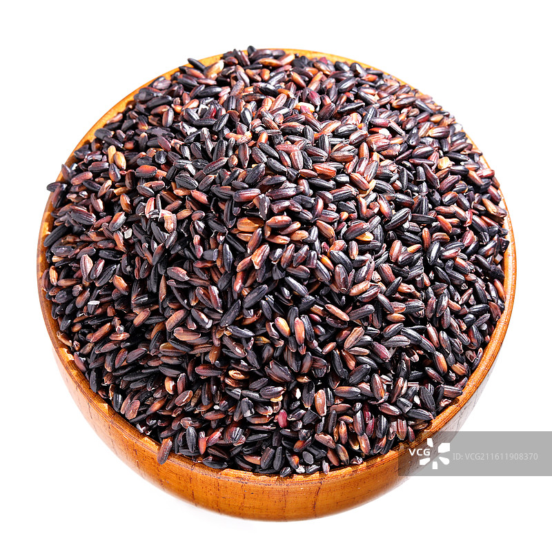 一碗秋天丰收的农产品粮食美食大米黑米特写的白底图图片素材