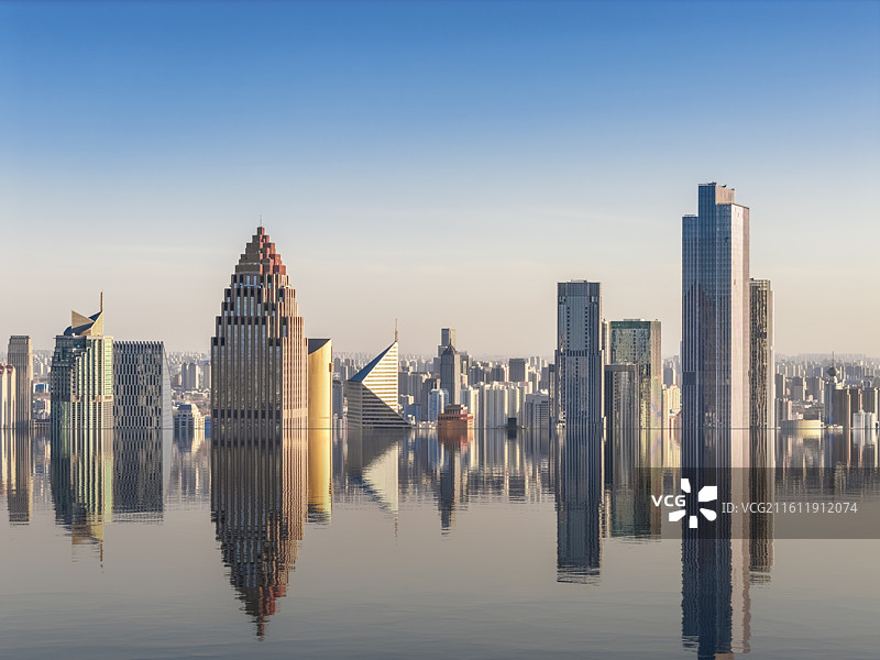 天津城市夜景，航拍天津全景，天津城市天际线，城市背景，金融背景，汽车背景，天津之眼，天津金融区图片素材