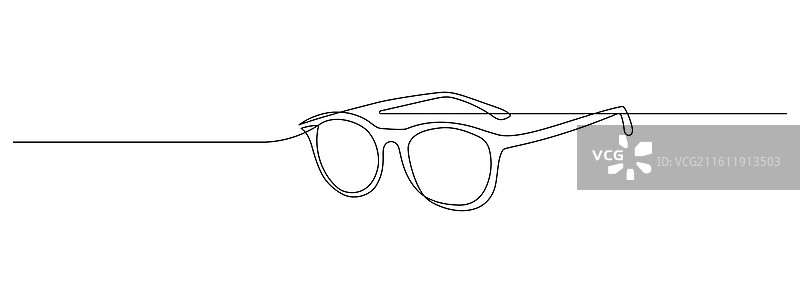 一副眼镜的连续线条画图片素材